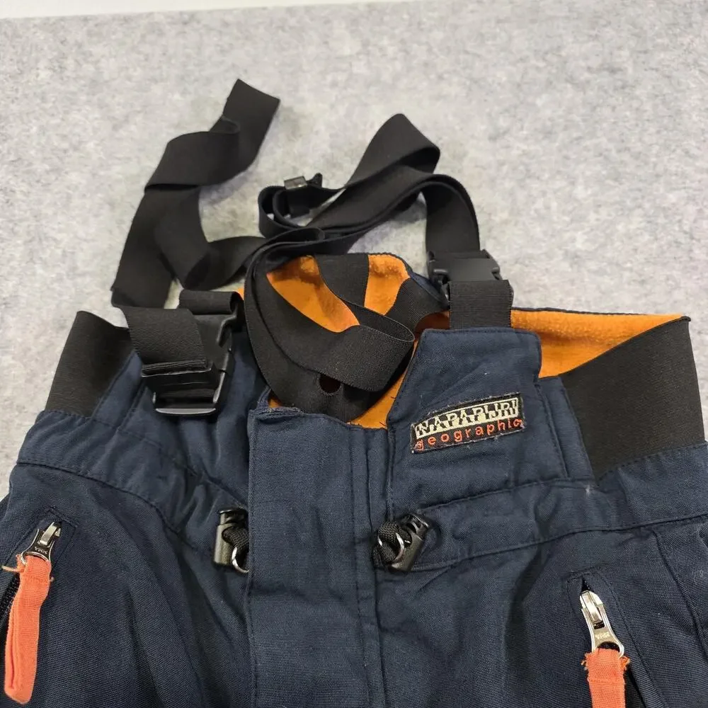 Napapijri Geographic Snow Pants Mens Small Blue Insulated Ski‎ Bib Suspenders